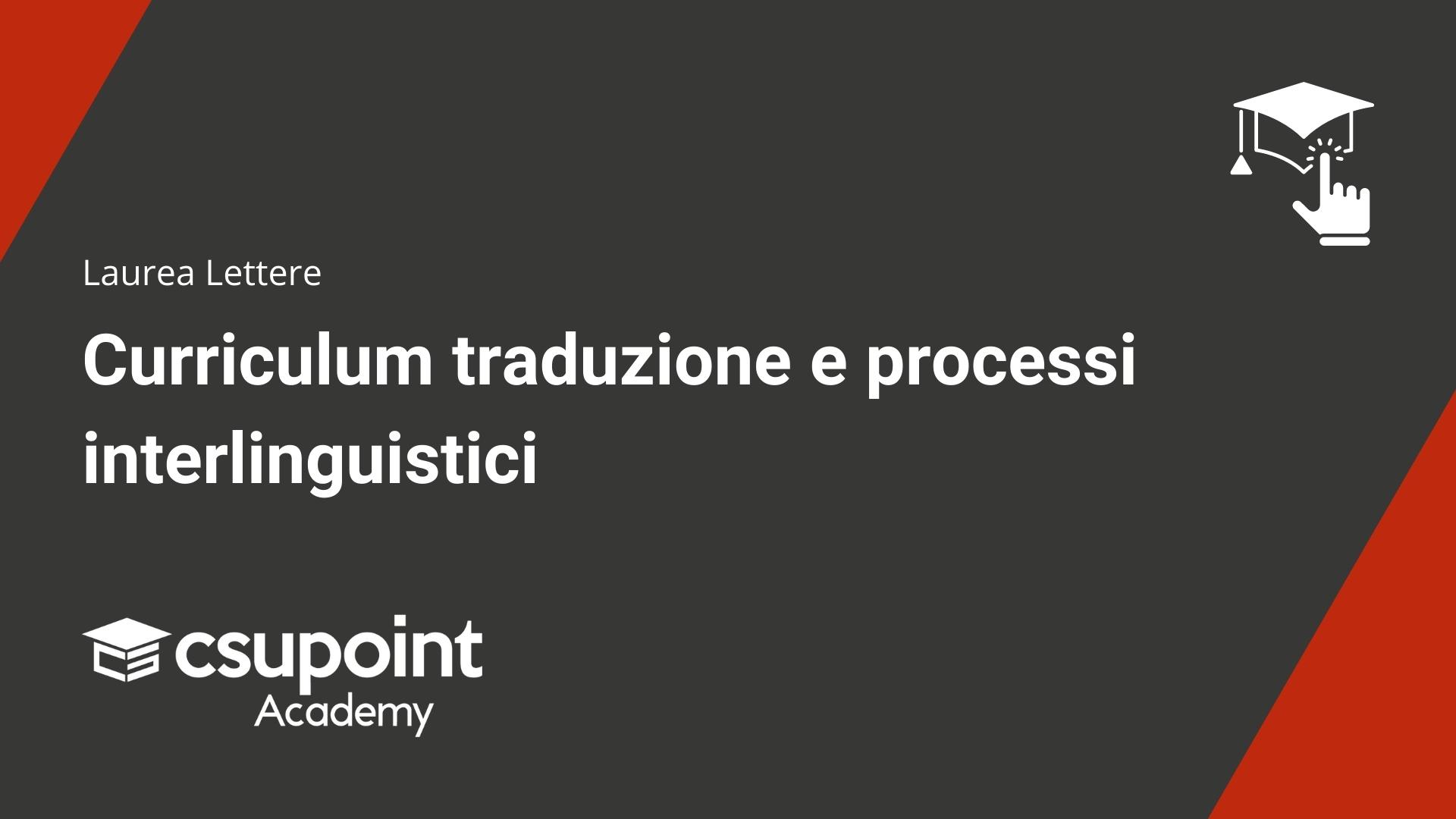 Laurea Magistrale in Traduzione e Processi Interlinguistici