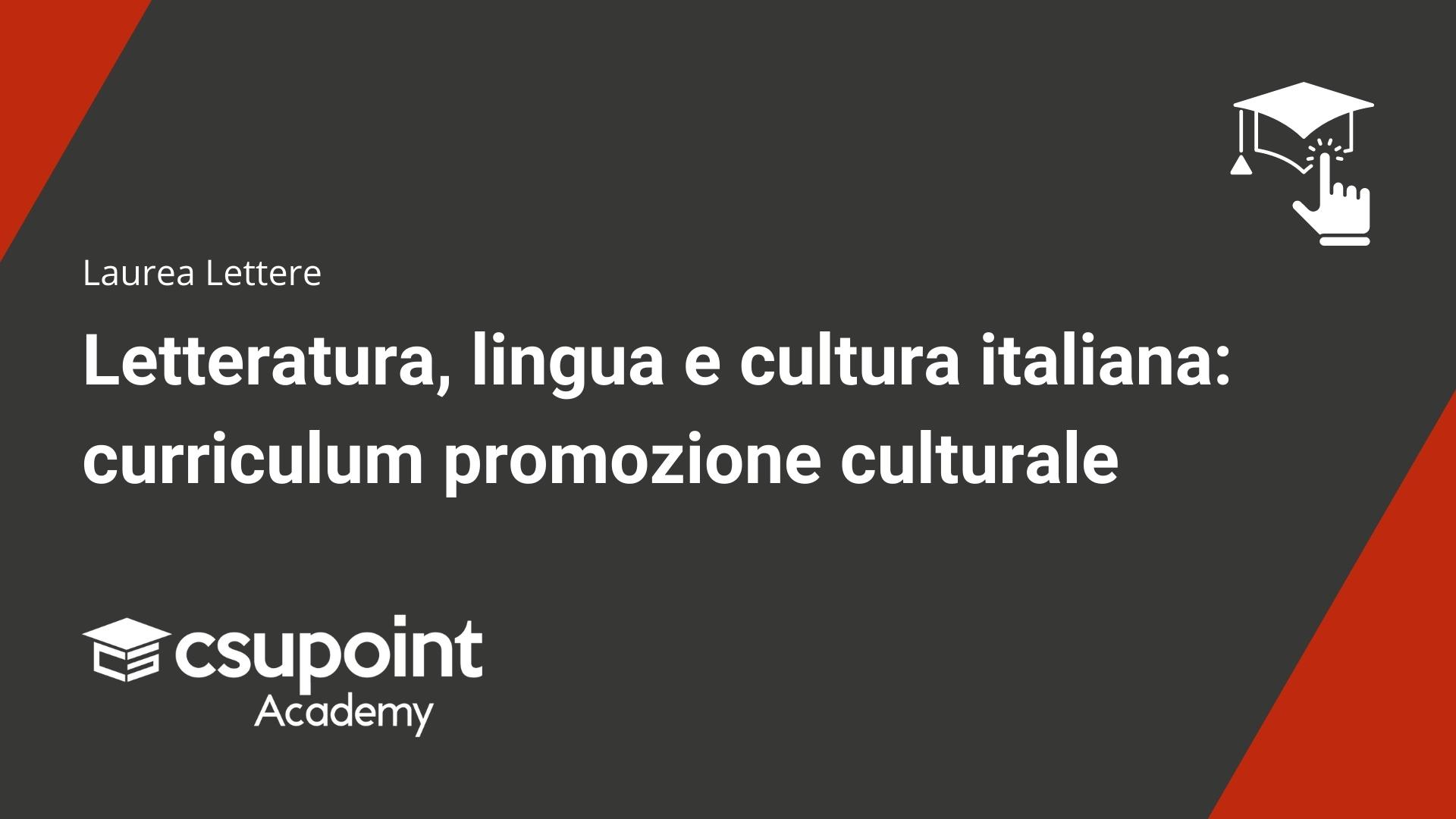 Letteratura, lingua e cultura italiana curriculum promozion