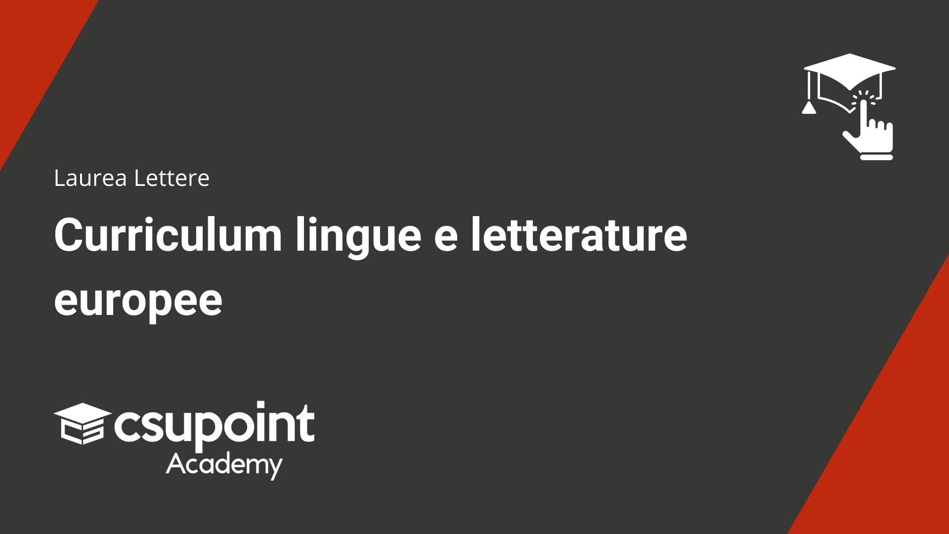 laurea magistrale Lingue e Letterature Europee