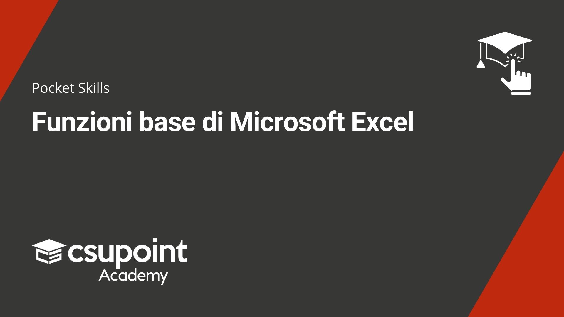 corso Funzioni base di Microsoft Excel