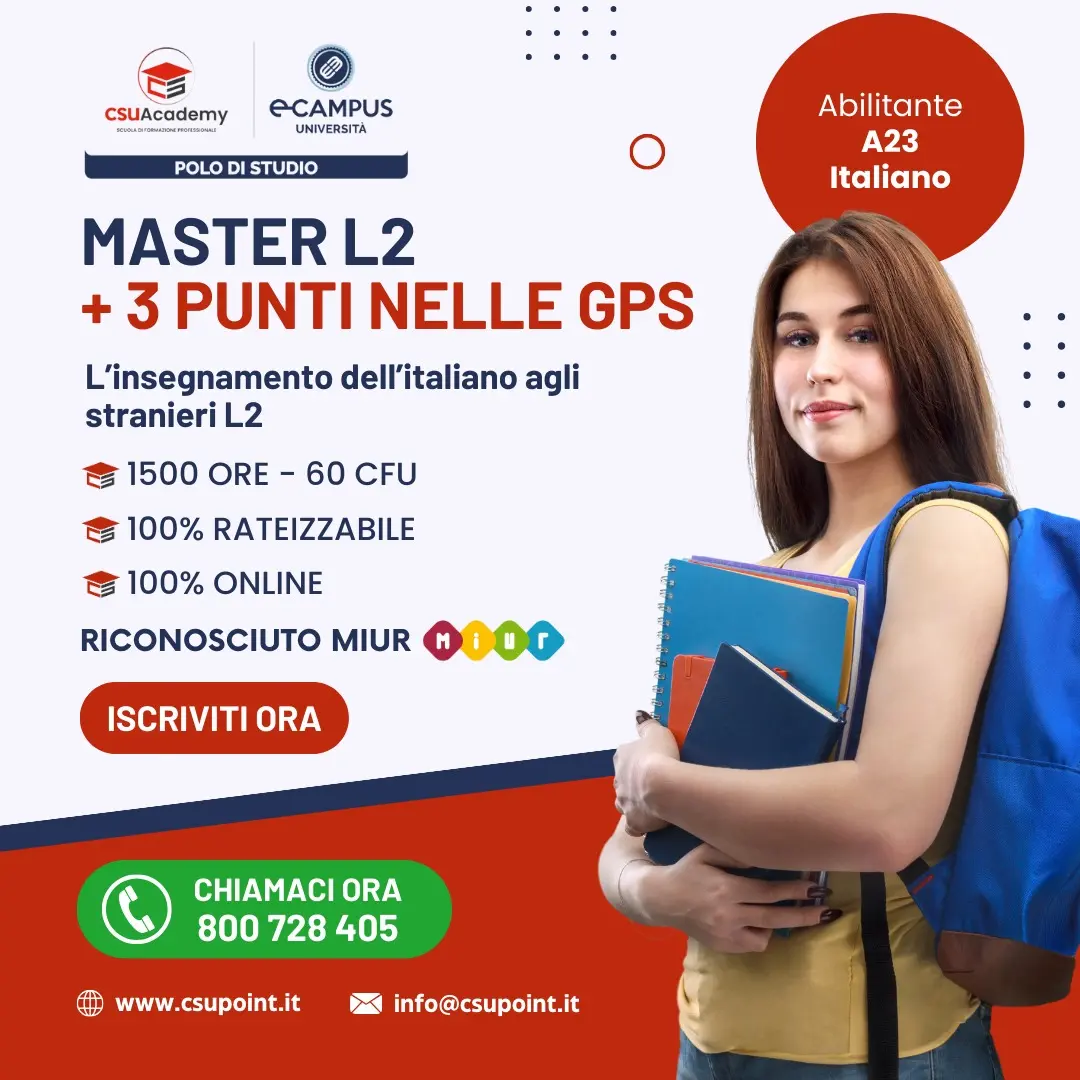 Master L2 Online: l'insegnamento dell'italiano agli stranieri