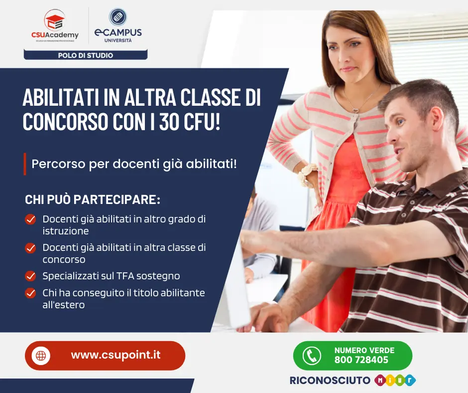 Percorso 30 CFU per docenti abilitanti