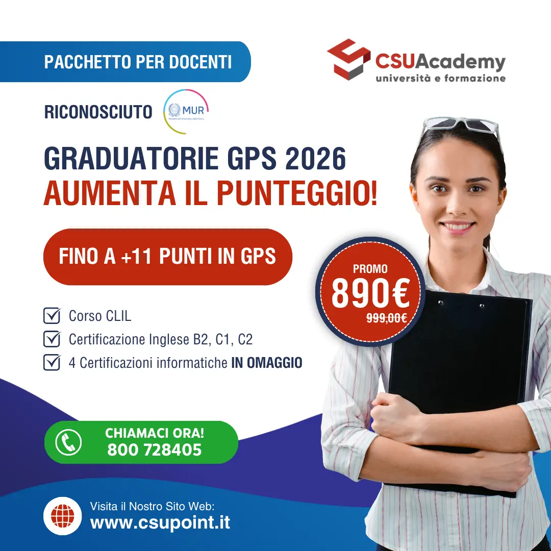 Pacchetto docenti 11 punti per graduatorie Gps 2026